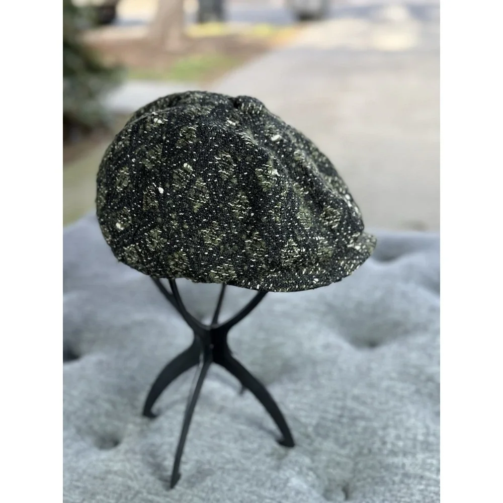 Goorin‎ Bros Woolrich Flat Cap Hat S/M Green Tweed Wool Blend Newsboy Beret USA